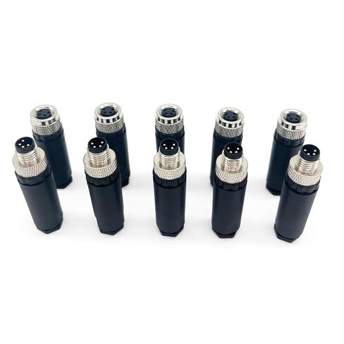 5set M8 4Pin أنثى + ذكر رمز A رمز دائري مستقيم موصل الطيران موصل التوصيل الصناعي، تجميع سريع سلك برغي إنهاء موصل مقاوم للماء غير محمي IP67 تصنيف: 3A، 60V in Kuwait