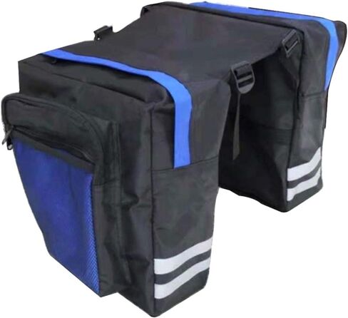 حقيبة سرج الدراجة من جست إي جوي، سلال مقاومة للماء للدراجات، سلة الدراجة الجبلية ذات المقعد الخلفي رف أمتعة مزدوج مع مقبض خطافي قابل للتعديل وزخرفة عاكسة وجيوب كبيرة in Kuwait