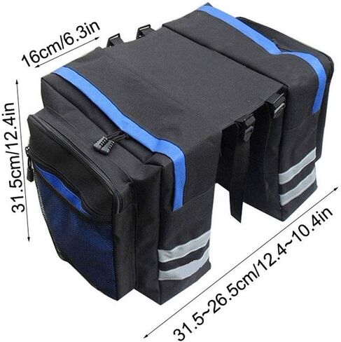 حقيبة سرج الدراجة من جست إي جوي، سلال مقاومة للماء للدراجات، سلة الدراجة الجبلية ذات المقعد الخلفي رف أمتعة مزدوج مع مقبض خطافي قابل للتعديل وزخرفة عاكسة وجيوب كبيرة in Kuwait