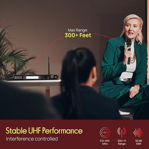 Pyle Wireless Microphone System | Includes 4 Handheld, 4 Lavalier & 4 Headset Microphones | 8-Channel UHF Mic Set with Clear 300 ft Signal Range | 100 Selectable Frequencies | for Church & Singing in Saudi Arabia