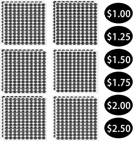 1560 Pcs Pre Priced Yard Sale Stickers Black Vending Machine Price Labels Small Preprinted Pricing Labels Self Adhesive Price Tags Retail Store Price Stickers for Snacks Beverages in Saudi Arabia