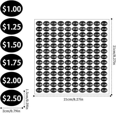 1560 Pcs Pre Priced Yard Sale Stickers Black Vending Machine Price Labels Small Preprinted Pricing Labels Self Adhesive Price Tags Retail Store Price Stickers for Snacks Beverages in Saudi Arabia