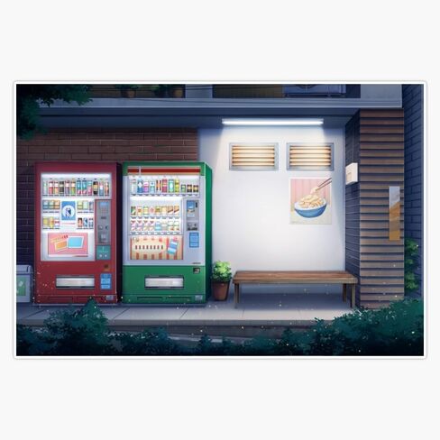 Magnet Japanese Town Alley and Vending Machine Night Magnetic Vinyl Decal Reusable 5" in Saudi Arabia
