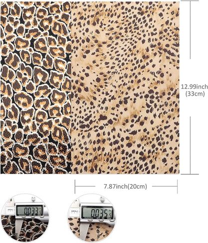 David accessories Metallic Leopard Zebra Pattern Printed Faux Leather Fabric Sheets 6 Pcs 7.7" x 12.9" (20 cm x 33 cm) Include 2 Kinds of Leather Fabric for DIY Bows Earrings (Leopard Printed Set) in Saudi Arabia