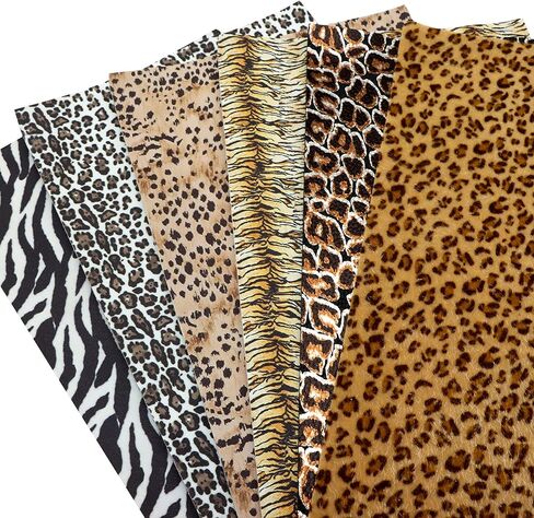 David accessories Metallic Leopard Zebra Pattern Printed Faux Leather Fabric Sheets 6 Pcs 7.7" x 12.9" (20 cm x 33 cm) Include 2 Kinds of Leather Fabric for DIY Bows Earrings (Leopard Printed Set) in Saudi Arabia