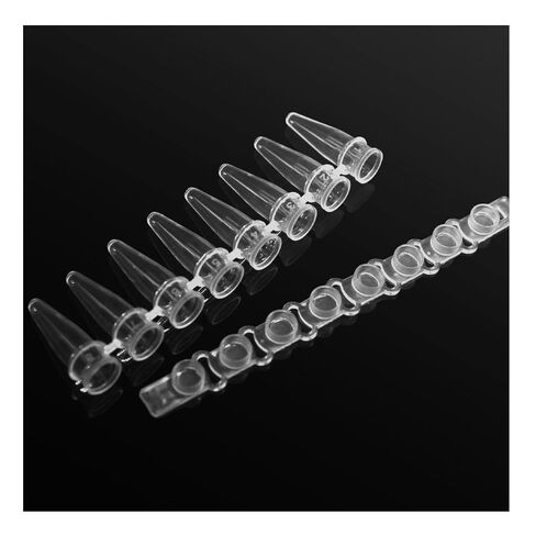 أنابيب PCR - جدار رقيق 0.2 مل من PCR، شريط مكون من 8 أنابيب مع أغطية مسطحة، عبوة مكونة من 200 قطعة (تشمل الأغطية المسطحة) in Kuwait