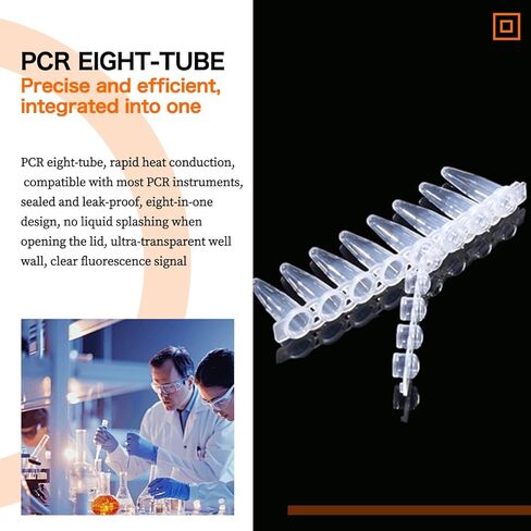 أنابيب PCR - جدار رقيق 0.2 مل من PCR، شريط مكون من 8 أنابيب مع أغطية مسطحة، عبوة مكونة من 200 قطعة (تشمل الأغطية المسطحة) in Kuwait