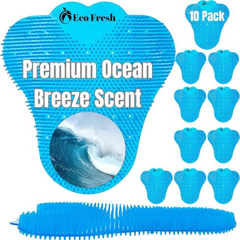 Premium Large Urinal Screen Deodorizer 10 pack of 3D Wave – Anti-Splash Urinal Cake infused with Essential Oils for Long Lasting 30-Day Odor Control in Bathrooms Toilets Offices Schools, Citrus Scent in Kuwait