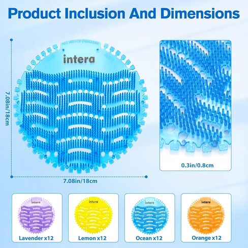 48 PACK Urinal Screen Deodorizer, 3D Wave Anti-Splash Odor Protection Urinal Cakes for Men Toilets, Long-Lasting Fresh Scents in Kuwait