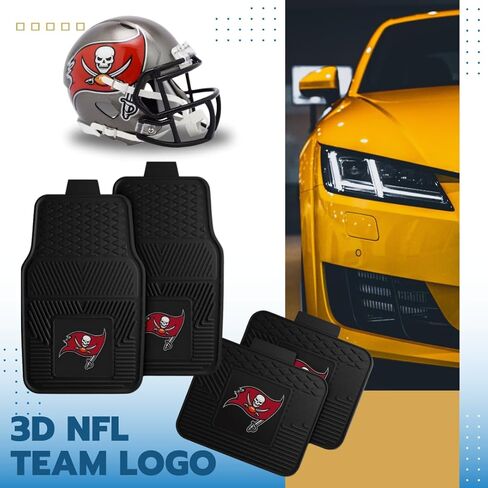 Fanmats Tampa Bay Buccaneers Set of 4 Car Mats for Cars, SUV, Pickups - All Weather Technology Protection, Deep Reservoir Design, Universal Fit - 3D NFL Team Logo - 29"x17" Front - 14" x 17" Rear Mat in Saudi Arabia