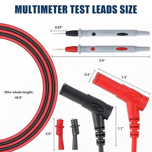 4-Piece Multimeter Test Leads Kit - Flexible 41in Test Wires with Multimeter Alligator Clips, 1000V 20A, Compatible with Fluke/AstroAI/INNOVA Digital Multimeters in Saudi Arabia