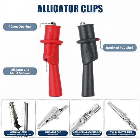 4-Piece Multimeter Test Leads Kit - Flexible 41in Test Wires with Multimeter Alligator Clips, 1000V 20A, Compatible with Fluke/AstroAI/INNOVA Digital Multimeters in Saudi Arabia