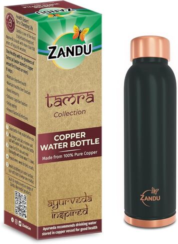 Zandu Copper Bottle (Green): Prepared with 100% Pure Copper | Useful in Promoting Overall Health (Pack of 950 ml) in Kuwait