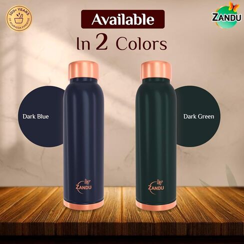Zandu Copper Bottle (Green): Prepared with 100% Pure Copper | Useful in Promoting Overall Health (Pack of 950 ml) in Kuwait