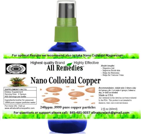Nano Colloidal Copper Colloidal Minerals Supplement Colloidal Copper Liquid Copper Mineral 2oz 240ppm Bottle All Remedies colloidal Copper for Adults Men Women Kids Kosher in Saudi Arabia