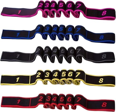 5 Pack Fitness Resistance Bands, Numbered Resistance Bands for Glutes, 8-Section Elastic Training Bands for Yoga, Stretching, Pilates, Fitness in Saudi Arabia