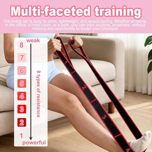5 Pack Fitness Resistance Bands, Numbered Resistance Bands for Glutes, 8-Section Elastic Training Bands for Yoga, Stretching, Pilates, Fitness in Saudi Arabia