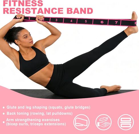 5 Pack Fitness Resistance Bands, Numbered Resistance Bands for Glutes, 8-Section Elastic Training Bands for Yoga, Stretching, Pilates, Fitness in Saudi Arabia