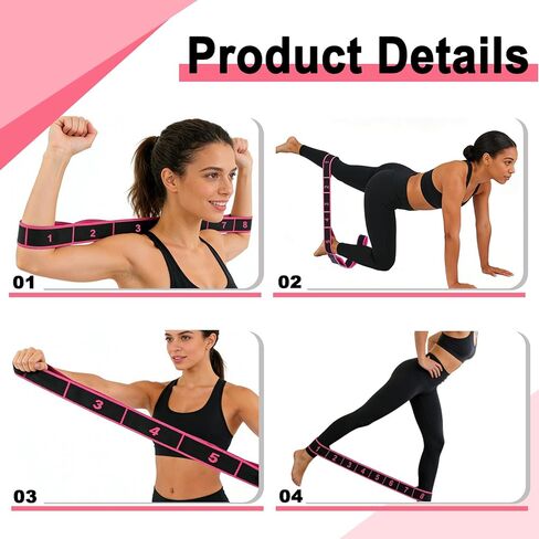 5 Pack Fitness Resistance Bands, Numbered Resistance Bands for Glutes, 8-Section Elastic Training Bands for Yoga, Stretching, Pilates, Fitness in Saudi Arabia