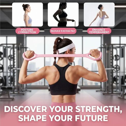 أربطة تمرين الشكل 8 للنساء والرجال، 3 قطع من أربطة المقاومة، حبل سحب للياقة البدنية واليوجا 8 كلمات مرنة للتمرين والذراع والظهر والساق والكتف وحبال مرنة لتدريب البيلاتيس ومعدات التمرين المنزلية in Kuwait