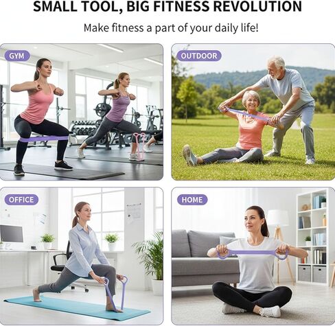 أربطة تمرين الشكل 8 للنساء والرجال، 3 قطع من أربطة المقاومة، حبل سحب للياقة البدنية واليوجا 8 كلمات مرنة للتمرين والذراع والظهر والساق والكتف وحبال مرنة لتدريب البيلاتيس ومعدات التمرين المنزلية in Kuwait