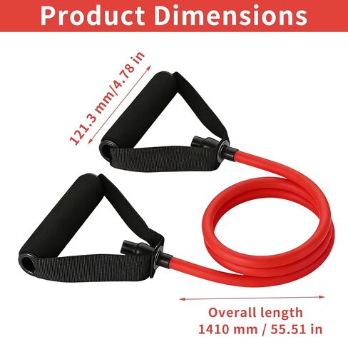 Workout Bands with Handles for Men & Women, Red Resistance Tube for Arm Exercises, Pilates & Toning - Durable Elastic Cord for Home Gym Equipmen in Saudi Arabia