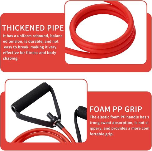 Workout Bands with Handles for Men & Women, Red Resistance Tube for Arm Exercises, Pilates & Toning - Durable Elastic Cord for Home Gym Equipmen in Saudi Arabia