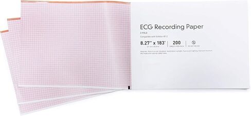 ورق تسجيل ECG، ورق حراري شبكي أحمر، 8.27 بوصة × 138 قدم، 200 قطعة، متوافق مع The Schiller at-2، (عبوة واحدة) in Kuwait