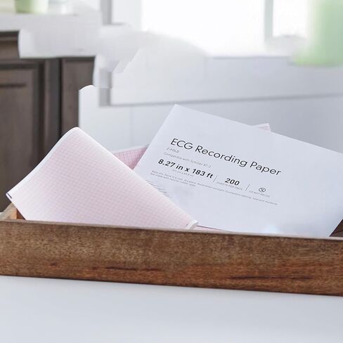ورق تسجيل ECG، ورق حراري شبكي أحمر، 8.27 بوصة × 138 قدم، 200 قطعة، متوافق مع The Schiller at-2، (عبوة واحدة) in Kuwait