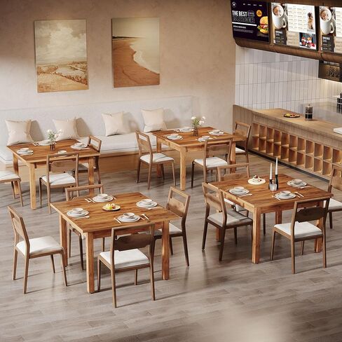 Tribesigns Commercial Dining Table Set of 2 for 6 People, 39.4'' Square Farmhouse Kitchen Table for Restaurants, Modern Dining Desk with Solid Wood Legs for Cafe, Kitchens, Bakery (Rustic Brown) in Saudi Arabia