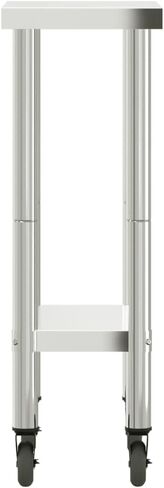 vidaXL Stainless Steel Kitchen Work Table on Wheels - 21.7"x11.8"x33.5" | Mobile Prep Station for Restaurants, Bars, Homes in Kuwait