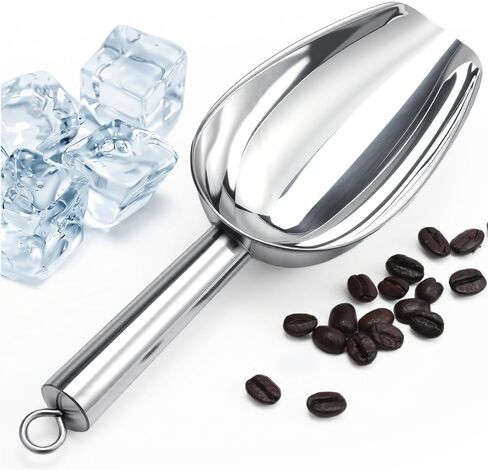 6 Oz Upgraded & Thickened Stainless Steel Ice Scoop, Kitchen Scooper for Ice Maker, Freezer, Bucket, Bar, Wedding, Pet Food - Sturdy, Rust-Resistant, Dishwasher-Safe in Kuwait