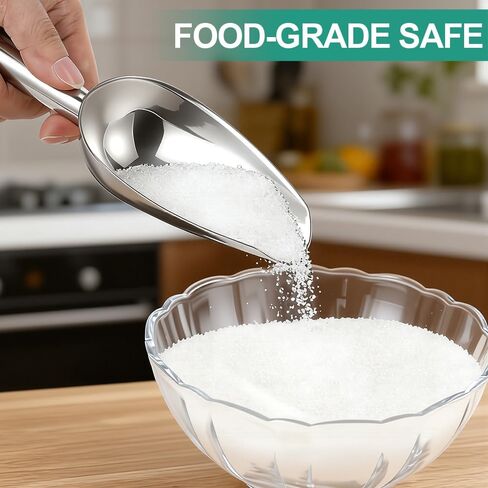 6 Oz Upgraded & Thickened Stainless Steel Ice Scoop, Kitchen Scooper for Ice Maker, Freezer, Bucket, Bar, Wedding, Pet Food - Sturdy, Rust-Resistant, Dishwasher-Safe in Kuwait