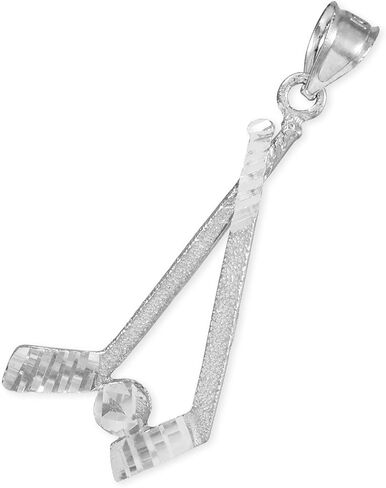 925 Sterling Silver Hockey Sticks and Puck Winter Sports Charm Pendant in Kuwait