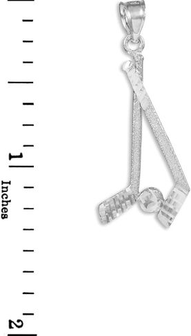 925 Sterling Silver Hockey Sticks and Puck Winter Sports Charm Pendant in Kuwait