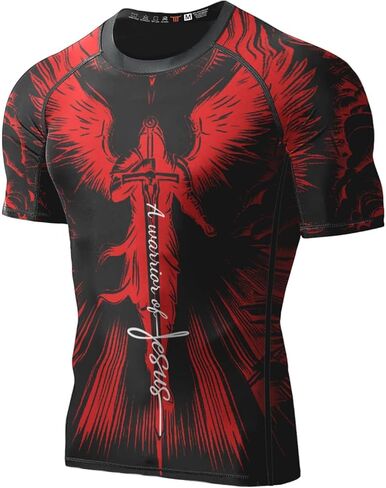 Rash Guard for Men Print 3D Never Fade with UPF 50+ Short Sleeve Compression Shirt for Men in Saudi Arabia