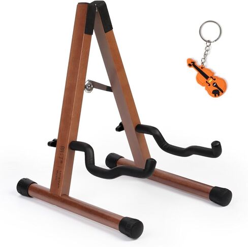 Wooden Cello Stand, Adjustable A-Frame Floor Stand with Padded Foam, Folding Acoustic Instrument Rack for Cello - Fits 1/2, 3/4, 7/8 Size (Brown) in Saudi Arabia