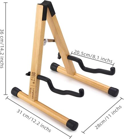 Wooden Cello Stand, Adjustable A-Frame Floor Stand with Padded Foam, Folding Acoustic Instrument Rack for Cello - Fits 1/2, 3/4, 7/8 Size (Brown) in Saudi Arabia