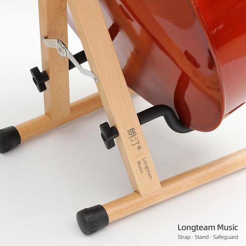 Wooden Cello Stand, Adjustable A-Frame Floor Stand with Padded Foam, Folding Acoustic Instrument Rack for Cello - Fits 1/2, 3/4, 7/8 Size (Brown) in Saudi Arabia
