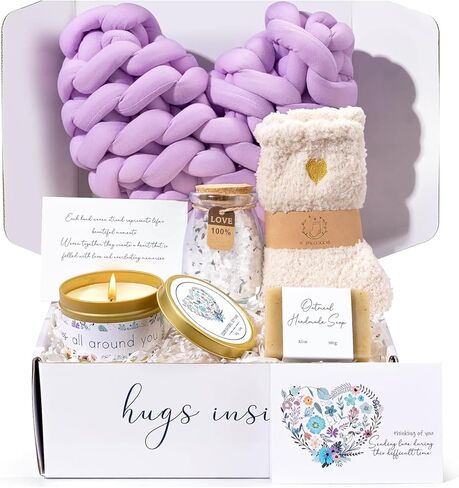 Sympathy Gift Baskets - Condolences Gift Basket for Loss of Loved One/Mom/Dad/Husband - Bereavement Grief Gifts - Sorry for Your Loss Grieving Care Package Gift Box for Women Men Friend (Blue Pillow) in Kuwait