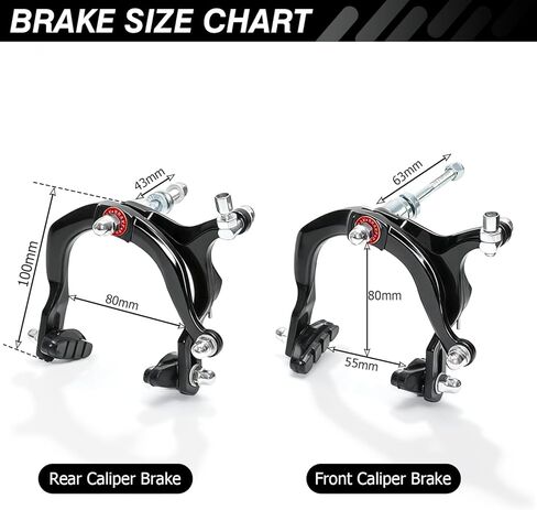 Bike Brakes Set,Front and Rear C Bicycle Brake,Complete Universal Brake Set with Aluminium Alloy Brake levers,Inner and Outer Cables for Kids Bike,BMX, Child Bike, Bicycle, BMX etc(Black-B in Saudi Arabia