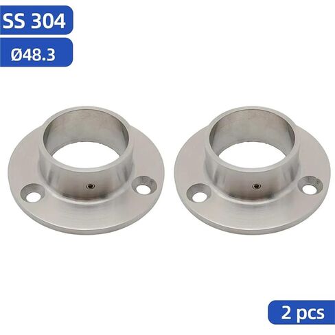 2PCS 304 Stainless Steel Handrail Flange 48.3mm Base Flange for Stairing Railing Satin Polished in Saudi Arabia