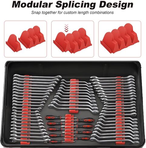 32PCS Magnetic Wrench Organizer - Modular Wrench Holder Set for Tool Drawer Storage, With Metric & SAE Labels, Tool Holder for DIY Mechanics, Fit for Screwdriver, Ratchet, Widget - Red in Saudi Arabia