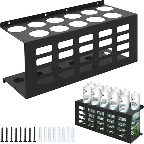 Metal Hand Caulk Tube Holder Wall Mounted, 11 Slots Silicone Caulking Tube Holder, Grease Gun Storage Rack, Work Van Organizers And Storage For Workshop Garage Tools (Black) in Saudi Arabia