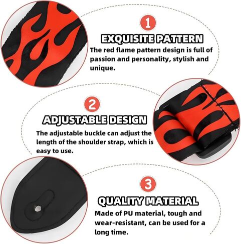 Guitar Strap,Acoustic Electric Guitar Straps With Leather Pick Box and 5 PCS Picks Guitar Accessories,Best Gifts for Kids, Guitarists(Red) in Kuwait