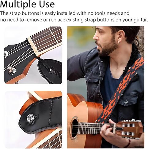 Guitar Strap,Acoustic Electric Guitar Straps With Leather Pick Box and 5 PCS Picks Guitar Accessories,Best Gifts for Kids, Guitarists(Red) in Kuwait