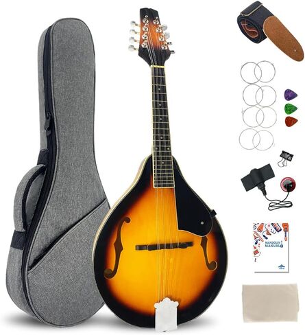 Mandolin Instrument A Style,Acoustic Mandolin for Professional & Beginners 8 Strings Basswood with Bag, Pickup& Accessories Sunburst in Saudi Arabia