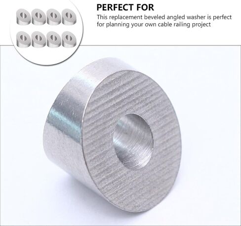 Uonlytech 8Pcs Stainless Steel Beveled Cable Angle Washers for Deck Cable Railing Hardware, 1/4 Inch 35-Degree Stair Railing Wire Connectors, Metal Fasteners for Outdoor Deck Posts in Saudi Arabia
