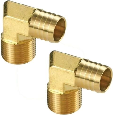 2PCS Brass 90° Elbow Fitting: 5/8" Hose Barb x 1/2" NPT Male, 300 PSI Rated, for Irrigation & Air Systems in Saudi Arabia