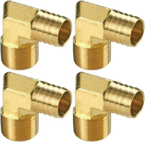 2PCS Brass 90° Elbow Fitting: 5/8" Hose Barb x 1/2" NPT Male, 300 PSI Rated, for Irrigation & Air Systems in Saudi Arabia